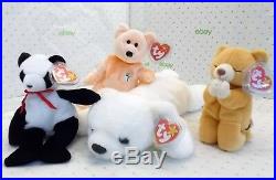 Super Rare Large Chilly 13 and 3pc 9 Hope, Fortune, Dearest Ty Beanie Babies