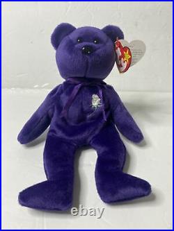 TY 1997 Princess Diana beanie baby purple bear. Rare! Excellent Condition