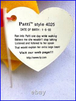 TY BEANIE BABIES RARE ERROR 1st Edition Patti Platypus Mint PVC Paragraph Gap
