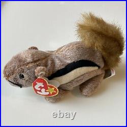 TY BEANIE BABY 1999 CHIPPER THE CHIPMUNK RETIRED, RARE with Tag Errors