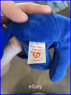 TY BEANIE BABY ULTRA RARE RETIRED CLUBBY BEAR 1998 MINT STAMPED Tag Errors