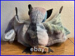 TY Batty the bat Beanie Baby Tye Dye-Rare with Mistakes Error