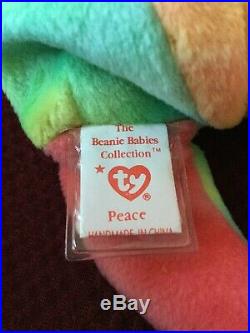 TY Beanie Babie Peace OLD FACE ULTRA RARE NEW MWMT PVC 1st Ed Collectors item