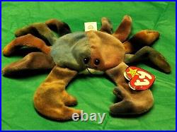 TY Beanie Babies CLAUDE The Crab with errors, RARE in excellent Condition