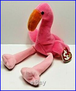 TY Beanie Babies Original Pinky Flamingo VTG 1995 Rare With Errors Collectible