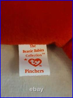 TY Beanie Babies Pinchers Lobster 1993 PVC Pellets Rare Mint