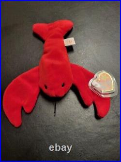 TY Beanie Babies Pinchers Lobster PVC PELLETS Error #4026 RARE Orig 9 Retired