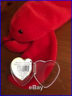TY Beanie Babies Pinchers Lobster PVC PELLETS Style #4026 RARE ERRORS Retired