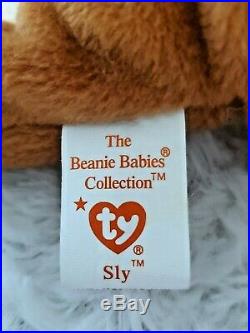 TY Beanie Babies Sly The Fox 1996 PVC 1st Edition Retired Very Rare Tag Errors