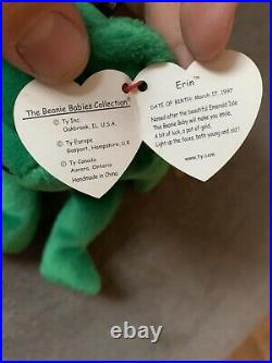 TY Beanie Babies ULTRA RARE and Retired Irish Erin Bear with errors L@@k! TOY