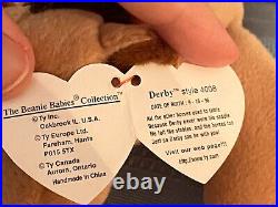 TY Beanie Babies lot/2 DIFFERENT Derbys 1995 Both MINT tag ERRORS Retired/RARE