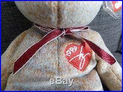 TY Beanie Baby 1999 SIGNATURE TEDDY Bear WITH ERRORS HANG TAG-RARE-RETIRED