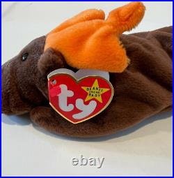 TY Beanie Baby CHOCOLATE Moose Orange Antlers, April 27, 1993 RARE RETIRED