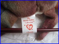 TY Beanie Baby CLAUDE The Crab, Extremely Rare, Retired With Many Errors, 1996