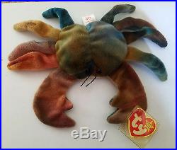 TY Beanie Baby CLAUDE The Crab, Extremely Rare, WITH 11 ERRORS 1996