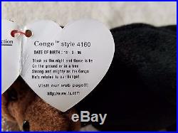 TY Beanie Baby Congo Very Rare, PVC Pellets, 1996, Many Errors