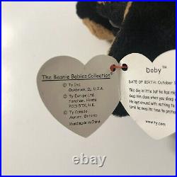 TY Beanie Baby Doby the Doberman Pinscher 1996 TAG ERRORS VERY RARE