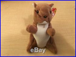 TY Beanie Baby NUTS THE SQUIRREL Rare/Retired Vintage Birthday Jan 21 1996 JKT11