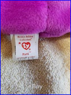 TY Beanie Baby PATTI, Very Rare, With Errors, Extra Special Tag, 1993