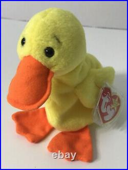 Ty Beanie Baby Quackers the Duck Rare Retired MWMT 