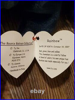 TY Beanie Baby Rare Retired with Tag Errors 1997 Rainbow made withPVC pellets