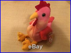 TY Beanie Baby STRUT THE ROOSTER Rare/Retired Vintage Birthday Mar 8 1996 JKT11