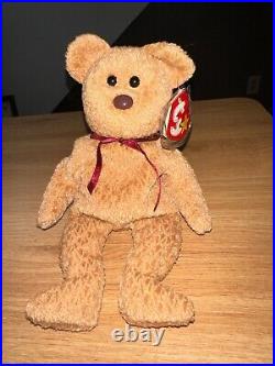 TY Beanie Baby VERY RARE CURLY the Bear withTag Errors (1993/1996) & Brown Nose