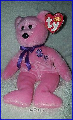 TY Inc BILLIONAIRE BEAR #10 Beanie Baby Signed Mint with tags SIGNED rare