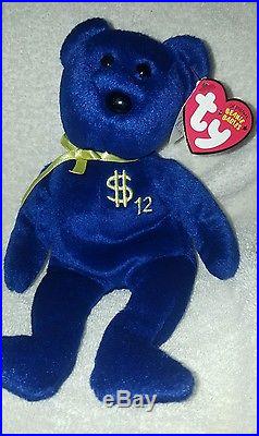 TY Inc BILLIONAIRE BEAR #12 Beanie Baby Signed Mint with tags SIGNED rare