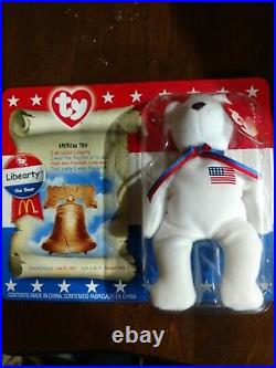 TY Beanie Liberty The Bear New McDonalds Happy Meal Toy 1996 