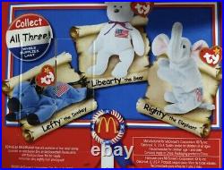 TY McDonald's Beanie Baby Liberty the Bear 1996 RARE TAG ERRORS