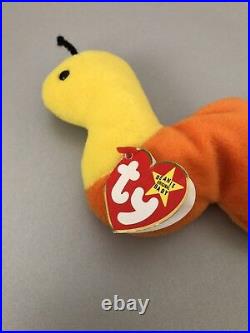 TY Original Beanie Baby Inch Worm Retired Style 4044 Rare Tag Errors PVC pellets