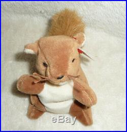 TY Original Beanie Baby Nuts Squirrel RARE 1996 Collectors With Tag Errors