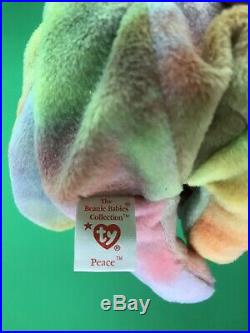 TY Peace Bear Beanie Baby Rare Retired Original 1996 Pristine Mint Condition