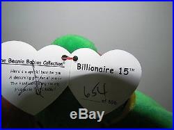 TY beanie babies baby Rare and Retired Billionaire 15 Employee Bear Mwmt 654/696