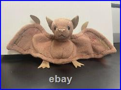 Ty Batty the Bat Beanie Baby Brown Rare version with errors