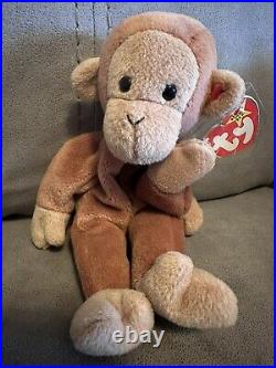Ty Beanie Babies 1995 BONGO The Monkey Rare Retired Tag Errors Style