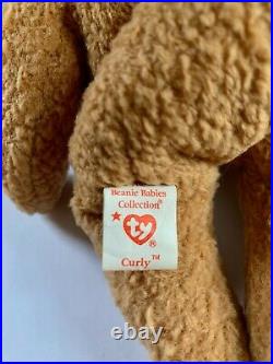 Ty Beanie Babies Curly Bear Rare Multiple Prized Tag Errors! #4052 Tag Retired
