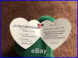 Ty Beanie Babies Erin 1997 Rare Retired With Tag Errors Excellent Condition