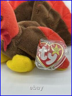 Ty Beanie Babies Gobbles the Turkey, Rare with Tag Errors and PVC Pellets