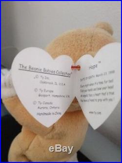 Ty Beanie Babies Hope The Bear Plush Stuffed Animal Toy Rare Praying 4 Errors