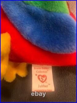 Ty Beanie Babies Jabber Parrot Bird 1997 RARE, ERRORS (Retired, Baby)