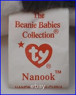 Ty Beanie Babies Nanook Husky Gray Dog 1996 RARE, ERRORS (Retired, Baby) #4104