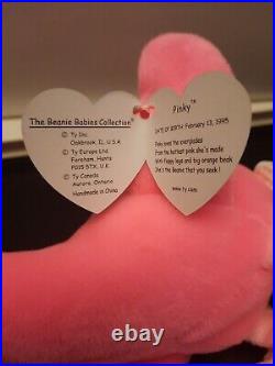 Ty Beanie Babies Pinky the Flamingo Retired/Rare with Tag Errors Mint 1995