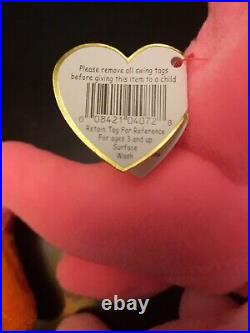 Ty Beanie Babies Pinky the Flamingo Retired/Rare with Tag Errors Mint 1995