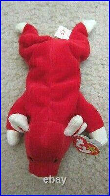 Ty Beanie Babies RARE Retired SNORT 1995 withTag Errors PVC, Authentic 10C#C