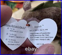 Ty Beanie Babies Scorch Dragon 1998 RARE, ERRORS (Retired, Baby)