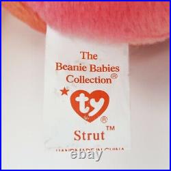 Ty Beanie Babies Strut 1996 RARE, RETIRED, HANG TAG ERRORS, PE PELLETS, KR