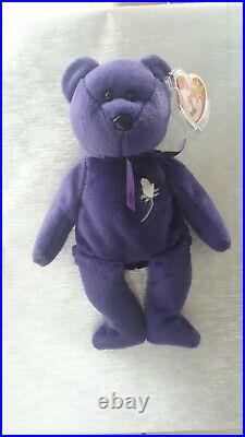 Ty Beanie BabyPrincess Diana Purple Bear 1997 RARE Spring & Summer Time