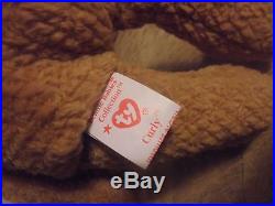 Ty Beanie Baby 1996 Curly Bear with VERY RARE Collectible Swing Tag Errors
